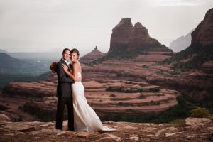 Merry-Go-Round Rock Sedona Bride groom kissing