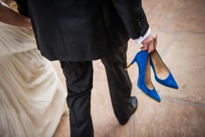 wedding hands blue shoes